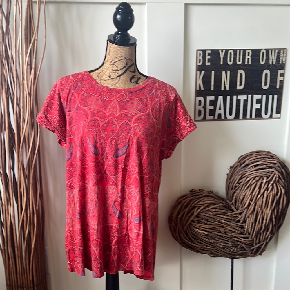 Lucky Brand Red Graphic Tee Relaxed Fit